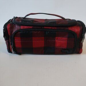 NWOT Womens Trolley Lug Buffalo Check Red Black Zip Pockets Travel Cosmetic Case